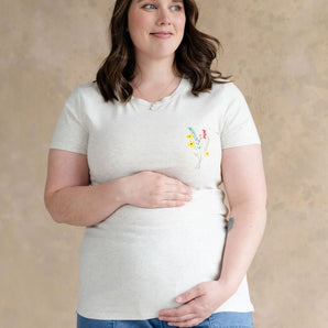T-shirt avec broderie beige - Bébé LoupRose maternité