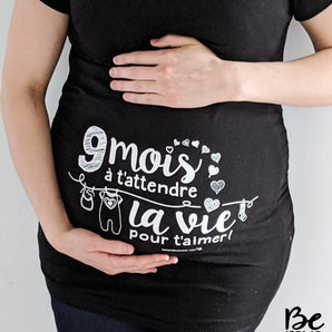 T-shirt maternité 9 mois à t'attendre - Bébé LoupBedaine Love