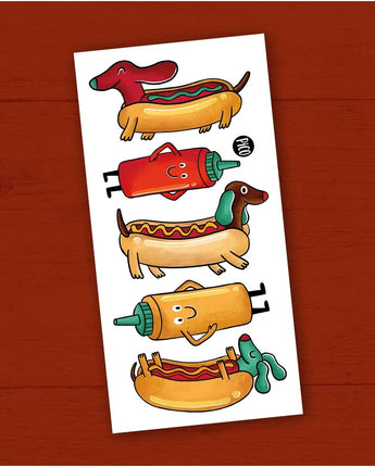 Tatouages temporaires Ketchup le chien saucisse - Bébé LoupPico tatouages temporaires
