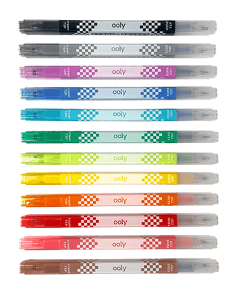 12 marqueurs doubles pointes (pixel) - Bébé LoupOoly