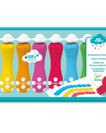 6 marqueurs mousse - Bébé LoupDjeco