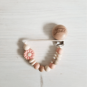 Attache - suce bois petite marguerite - Pêche et crème - Bébé LoupCréation Jade