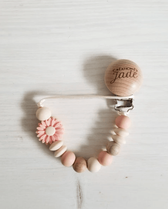 Attache - suce bois petite marguerite - Pêche et crème - Bébé LoupCréation Jade