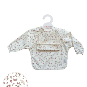 Bavoir manches longues Fleurs et oiseaux - Bébé LoupMenoum Menoum