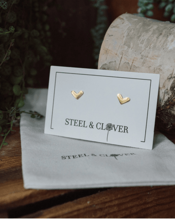 Boucle d'oreille Coeur or - Bébé LoupSteel & Clover