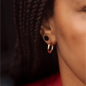 Boucle d'oreille Créoles hexagonales - Bébé LoupSteel & Clover