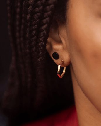 Boucle d'oreille Créoles hexagonales - Bébé LoupSteel & Clover