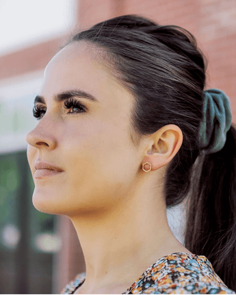 Boucle d'oreille Hexagones dorés - Bébé LoupSteel & Clover