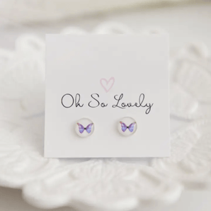 Boucle d'oreille papillon violet - Bébé LoupOh So Lovely