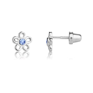 Boucles d'oreilles marguerite pierre bleue pâle - Bébé LoupCherished moments