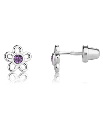 Boucles d'oreilles marguerite pierre mauve - Bébé LoupCherished moments