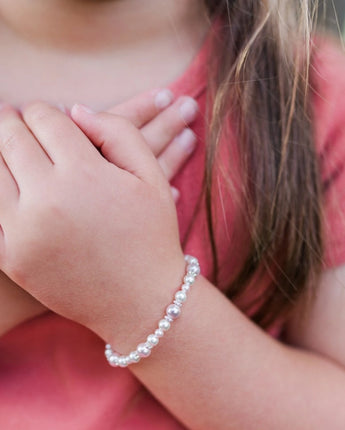 Bracelet perles blanches et roses pour enfant - Bébé LoupCherished moments