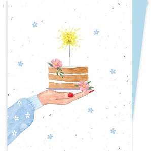 Carte ensemencée Gâteau d'anniversaire - Bébé LoupHobeika