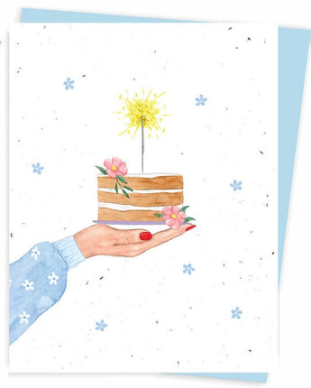 Carte ensemencée Gâteau d'anniversaire - Bébé LoupHobeika