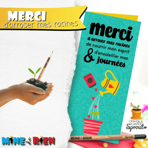 Carte/crayon Merci d'arroser mes racines (Fleurs sauvages) - Bébé LoupMine de rien