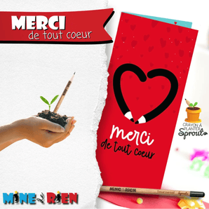 Carte/crayon Merci de tout coeur (Fleurs sauvages) - Bébé LoupMine de rien