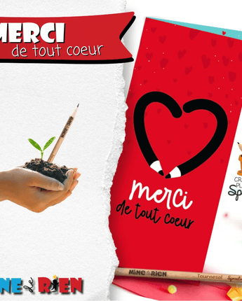 Carte/crayon Merci de tout coeur (Fleurs sauvages) - Bébé LoupMine de rien