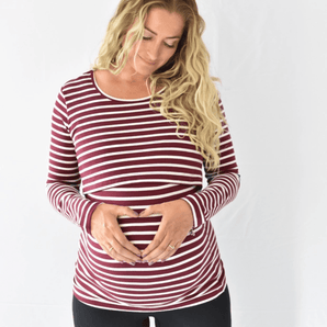 Chandail Jenny manches longues rayures bourgogne - Bébé LoupElla Bella