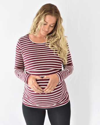 Chandail Jenny manches longues rayures bourgogne - Bébé LoupElla Bella