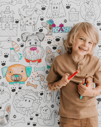 Coloriage géant Chiens - Bébé LoupPico