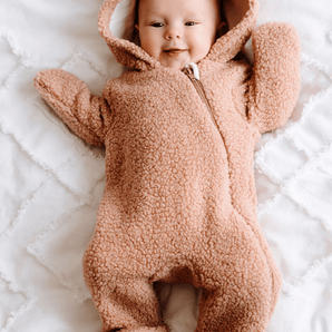 Combinaison en sherpa vieux rose - Bébé LoupRose & Léo