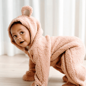 Combinaison en sherpa vieux rose - Bébé LoupRose & Léo