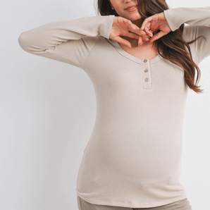 Haut en tricot côtelé manches longues taupe - Bébé LoupHello Miz