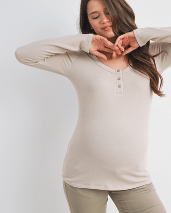 Haut en tricot côtelé manches longues taupe - Bébé LoupHello Miz