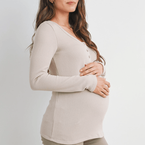 Haut en tricot côtelé manches longues taupe - Bébé LoupHello Miz