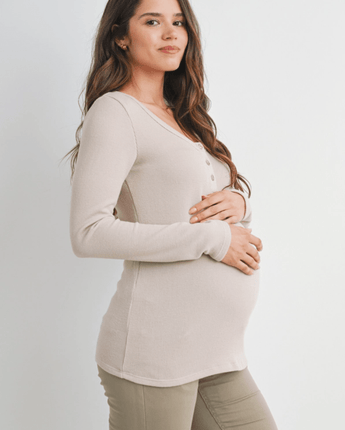 Haut en tricot côtelé manches longues taupe - Bébé LoupHello Miz