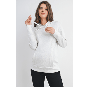 Haut maternité allaitement à capuchon gris doux - Bébé LoupHello Miz