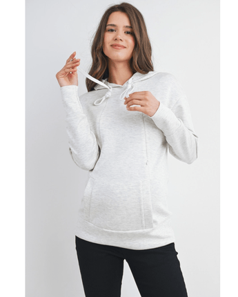 Haut maternité allaitement à capuchon gris doux - Bébé LoupHello Miz