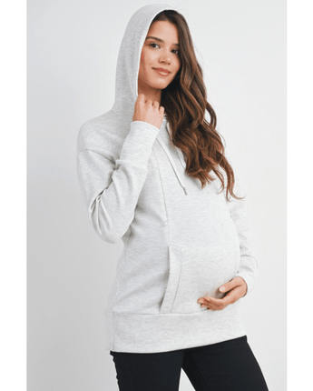 Haut maternité allaitement à capuchon gris doux - Bébé LoupHello Miz