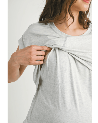 Haut maternité/allaitement gris manches courtes - Bébé LoupHello Miz