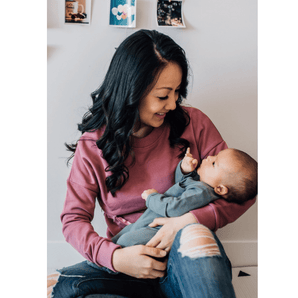 Jojo chandail à col rond maternité/allaitement rose - Bébé LoupElla Bella