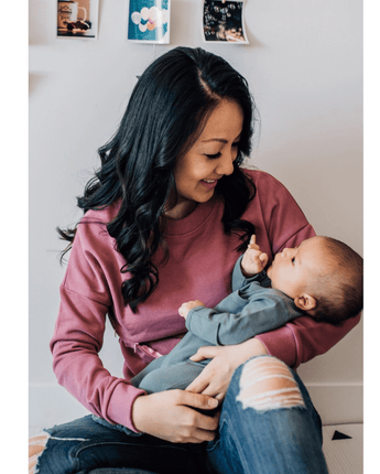 Jojo chandail à col rond maternité/allaitement rose - Bébé LoupElla Bella