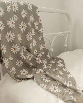 Mousseline Fleurs fond sauge - Bébé LoupCréation Jade