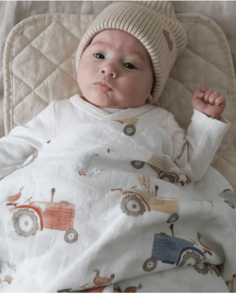 Mousseline tracteurs - Bébé LoupCréation Jade