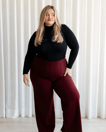 Pantalon jambes larges bourgogne - Bébé LoupRose maternité