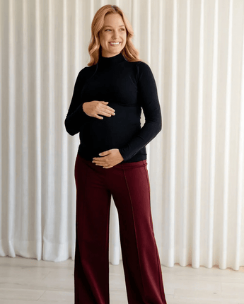 Pantalon jambes larges bourgogne - Bébé LoupRose maternité