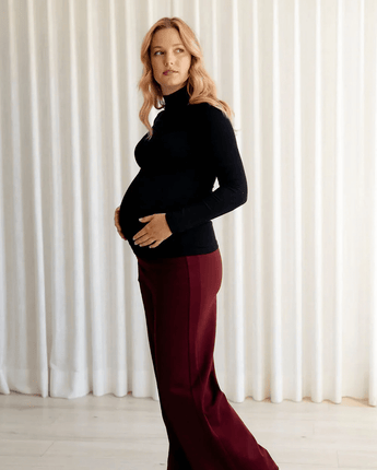 Pantalon jambes larges bourgogne - Bébé LoupRose maternité