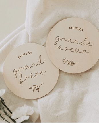 Pastille de bois - Bientôt grand frère/soeur - Bébé LoupLe petit tableau noir