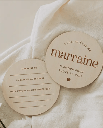 Pastille de bois - Marraine - Bébé LoupLe petit tableau noir