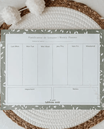 Planificateur semaine Feuillage - Bébé LoupLe petit tableau noir