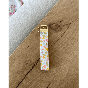Porte - clé Fleurs jaunes et bleues - Bébé LoupALaroqueDesign
