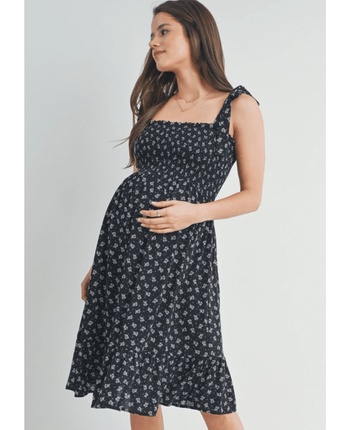 Robe maternité fleurie noire - Bébé LoupHello Miz