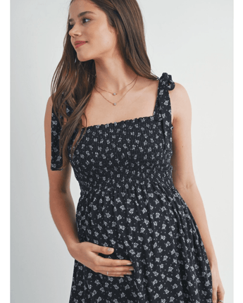 Robe maternité fleurie noire - Bébé LoupHello Miz