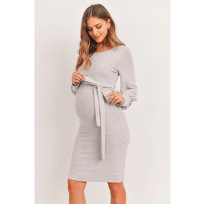 Robe maternité grise manches bouffantes - Bébé LoupHello Miz