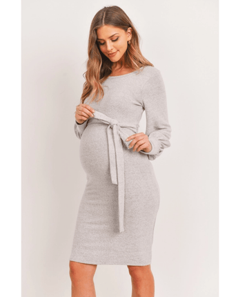 Robe maternité grise manches bouffantes - Bébé LoupHello Miz