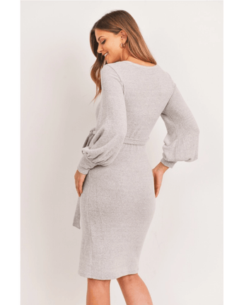 Robe maternité grise manches bouffantes - Bébé LoupHello Miz